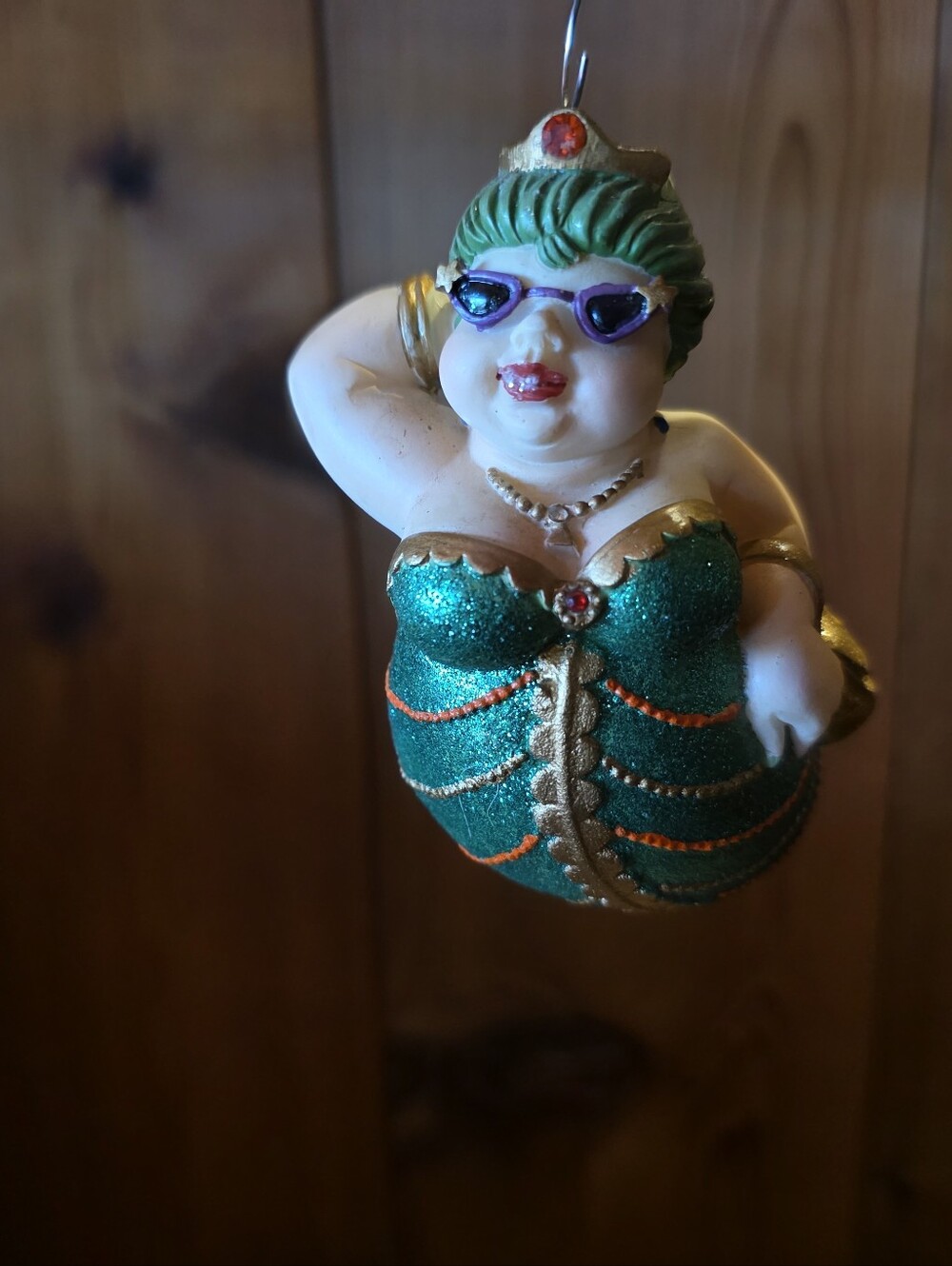 Katherine's Collection -Green Glitter Mermaid Ornament - Retired